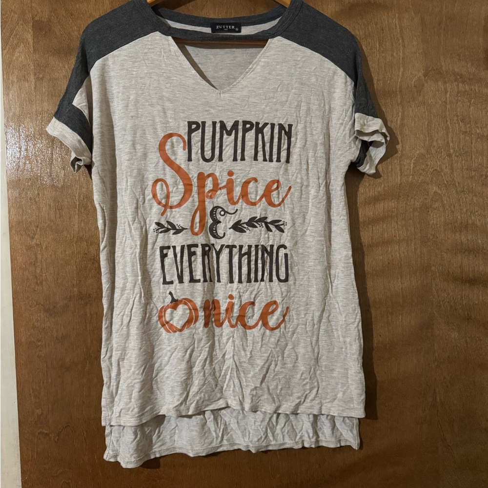Pumpkin Spice Graphic Tee - Cream and Gray